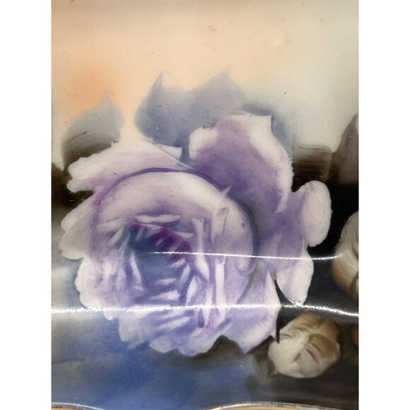 Vintage 40's Noritake Hand Painted Floral Trinket Tray Dresser Rose - Picture 2 of 5